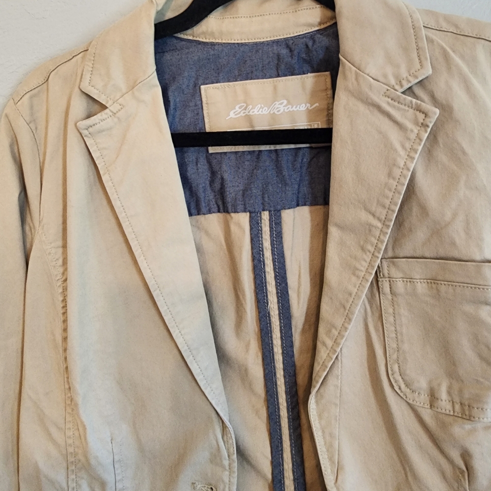 Eddie Bauer Khaki Blazer Style Jacket - Picture 3 of 4